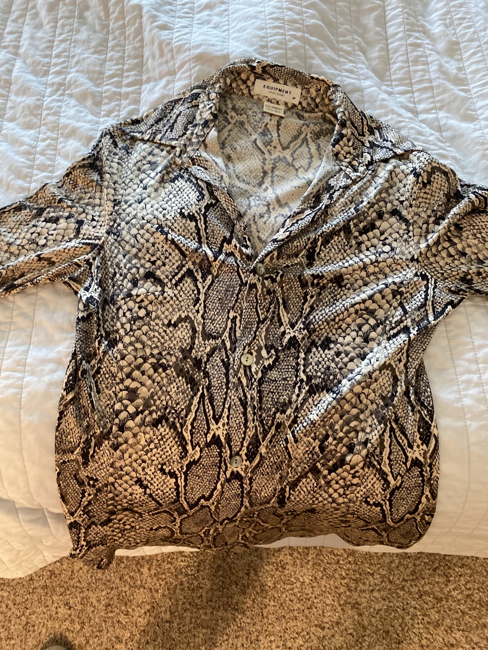 Equipment Snake-Print Shirt — Beige and Black
